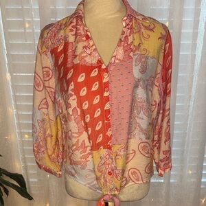 Vibrant Patchwork Button-Down Shirt